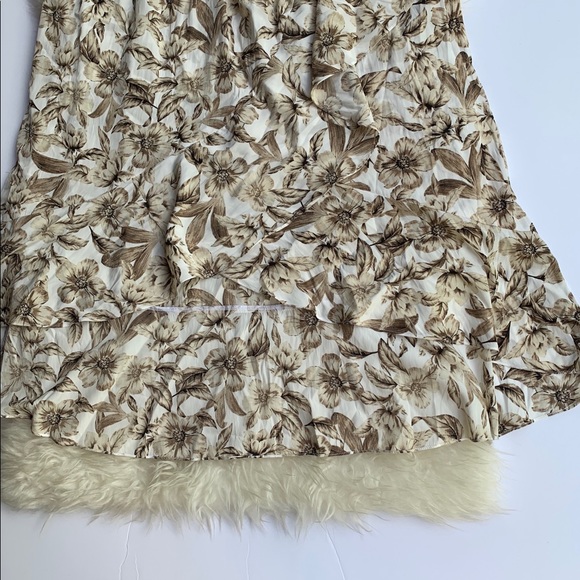 J JILL RUFFLED HI LOW HEM-BEIGE/CREAM FLORAL SKIRT - Picture 5 of 15